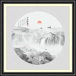 圆形水墨画