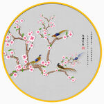 中式手绘工笔花鸟图