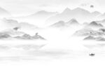电视 高档灰山水画 tif分层