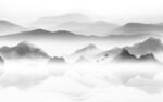 电视 灰色山水背景 tif分层