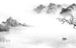 新中式灰色山水背景 tif分层