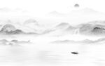 人气 灰色山水背景 tif分层