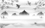 高清 灰色山水背景 tif分层