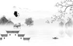 国画 灰背景山水画 tiF分层