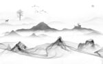 简约 灰背景山水画 tiF分层