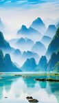 竖幅水墨山水画