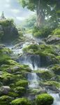 油画山水小溪