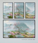 桃花山水画