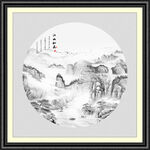 圆形水墨画