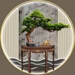 轻奢肌理山水玄关客厅圆框装饰画