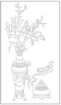 白描花瓶 