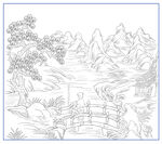 白描山水