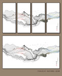 水墨晕染山水画