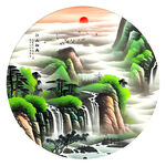 圆形山水画