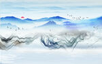 水墨山