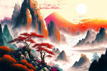 中国国风山水画