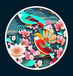 花鸟插画剪纸