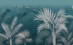 热带植物叶子怀旧背景墙