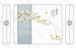 灰白根大理石山水背景墙 兰花 