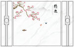 灰白根大理石背景墙 兰花