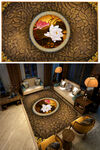 中式古典花纹荷花毛毯
