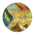 北欧抽象金色九鱼图圆形装饰画