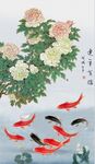 牡丹鲤鱼图