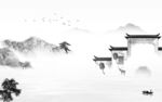 爆款 高雅灰色山水 Tif分层