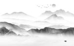 电视 灰色简意山水 Tif分层