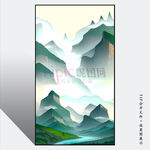 中式玄关山水画