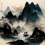 禅意山水画背景
