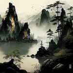 禅意山水画背景