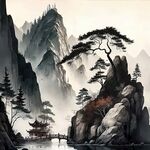 禅意山水画背景