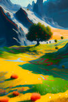 抽象油画山水画