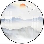 新中式水墨山水圆形装饰画