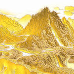 金属抽象山水画