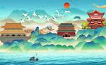 新中式背景墙  