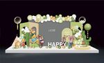 卡通动物音乐主题生日舞台背景