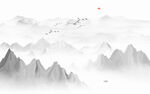  中式大理石水墨山水背景墙