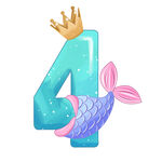 生日派对数字4 logo 人鱼