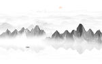 意境水墨山水画背景墙