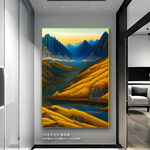 流水生财国画水墨画壁画