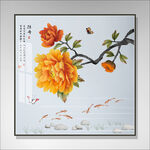 牡丹花鸟国画