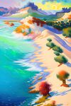 海边风景梵高风油画