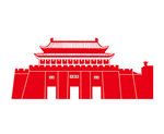 龙凤山线描剪影插画图