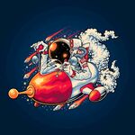 太空宇航员插画创意手绘矢量