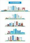 河北江地标建筑剪影