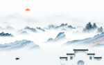 现代 电视客厅山水 tif分层