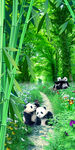 时尚熊猫树林风景玄关