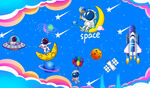 卡通星空宇航员儿童房